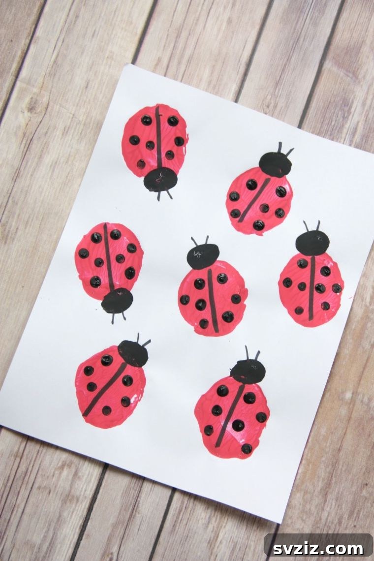 Easy Potato Stamp Ladybug Art for Kids