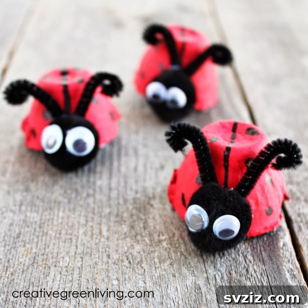 Sustainable Egg Carton Ladybug Craft