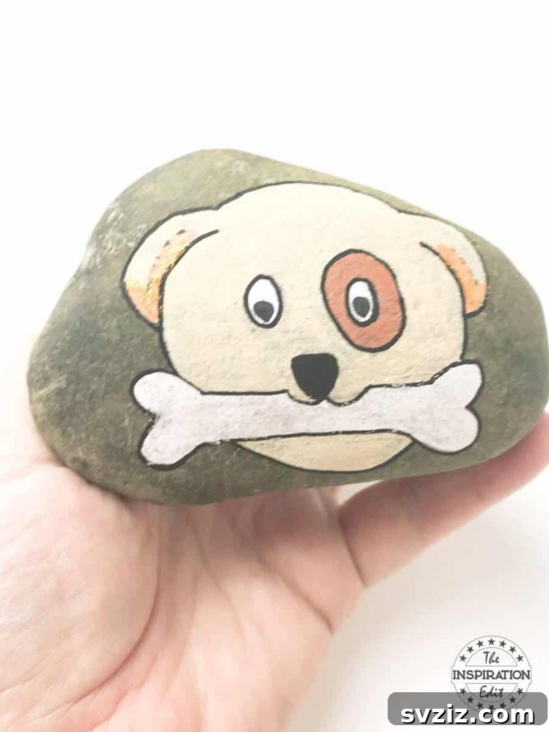 Pawsome Doggy DIYs for Little Ones 27 Painted Puppy Rock Pet