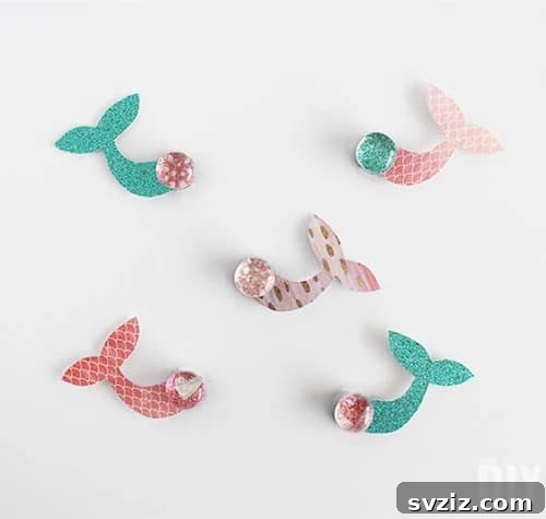 18 Magical Mermaid DIY Projects for Little Ariel Enthusiasts 8 Elegant Minimal Mermaid Magnets made with glass beads and scrapbook paper, perfect for subtle mermaid-themed decor.