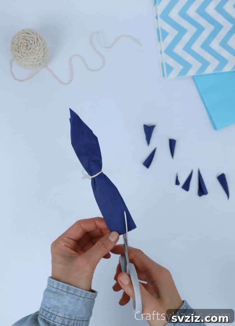 cutting tissue paper ends