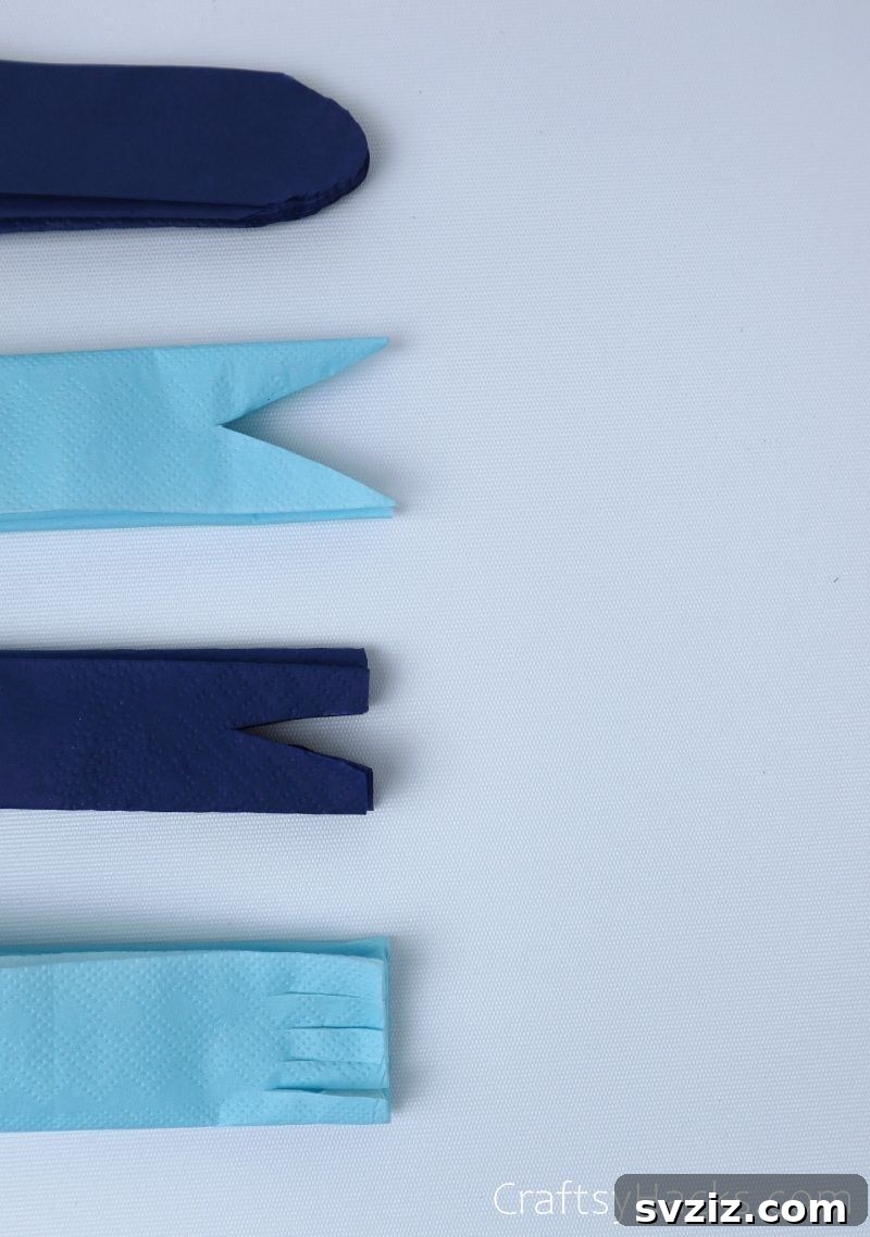 tissue paper cut 4 different ways