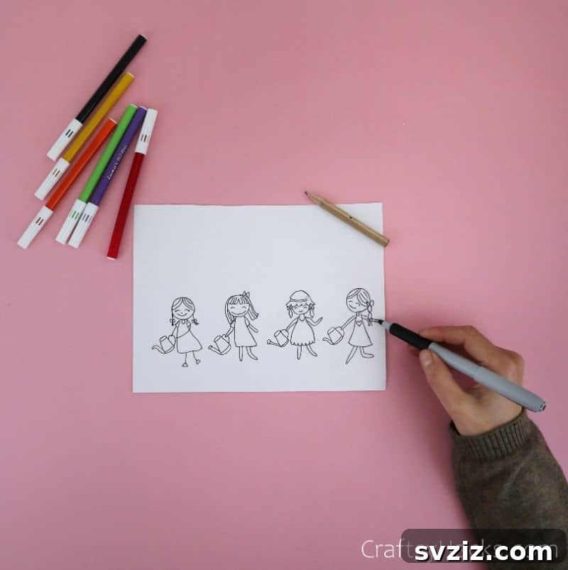 drawing people for paper plate craft
