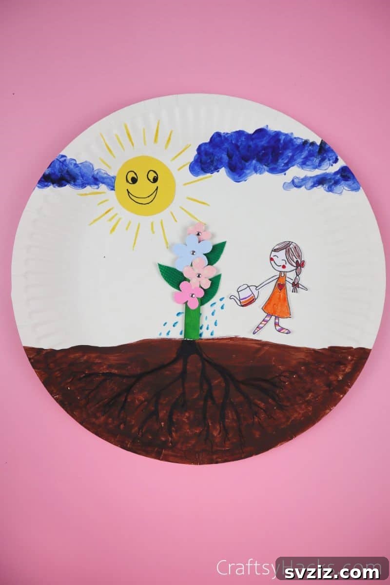 kids paper plate DIY flower craft