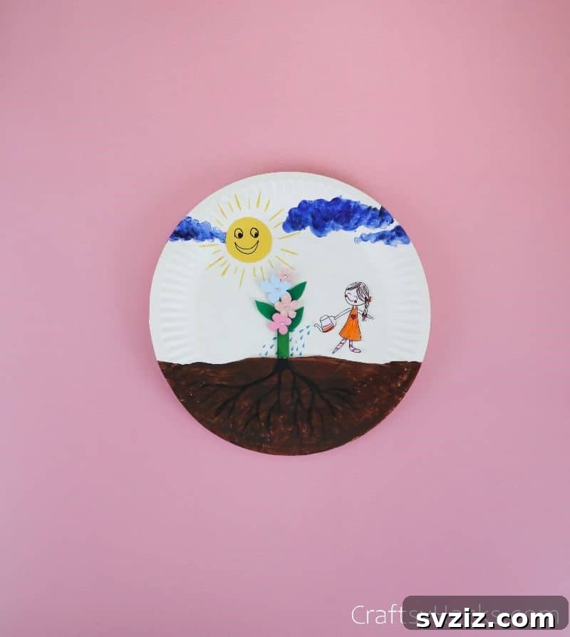 completed paper plate flower craft