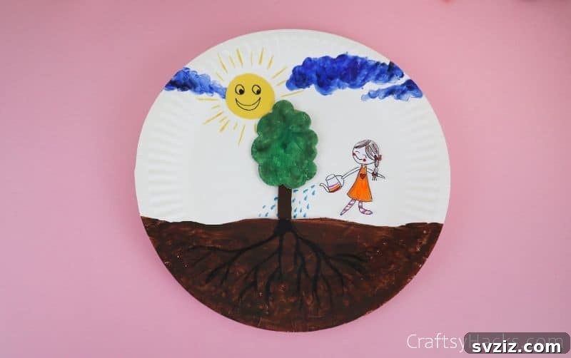 paper plate craft with tree growing