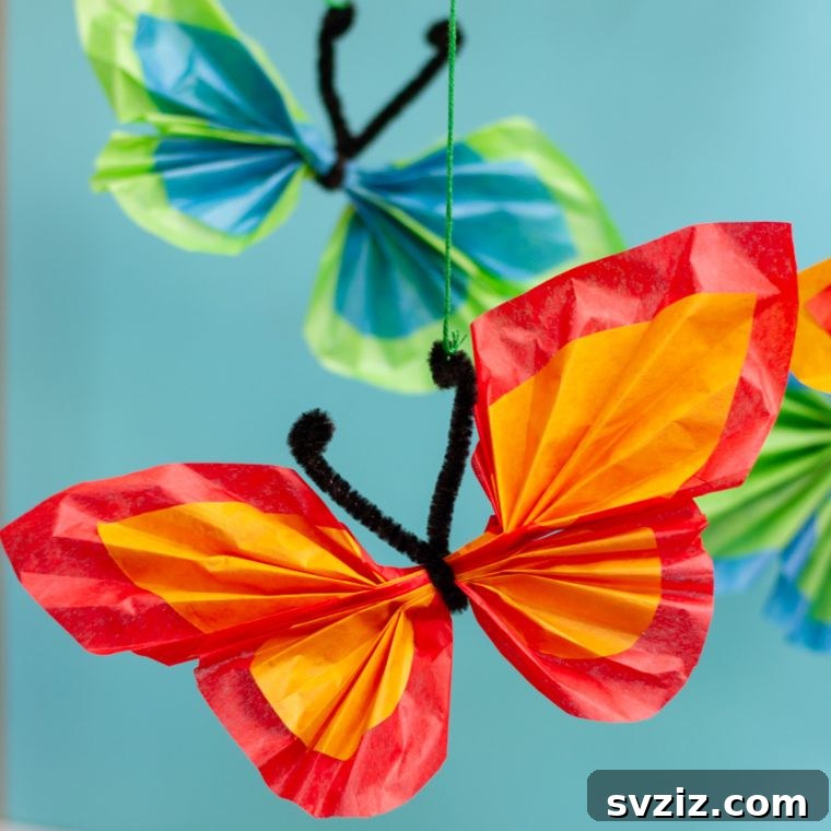 Charming Tissue Paper Butterfly Mobile