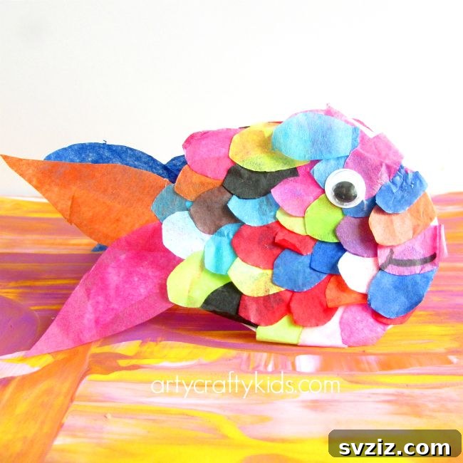 Kids' Tissue Paper Rainbow Fish Craft