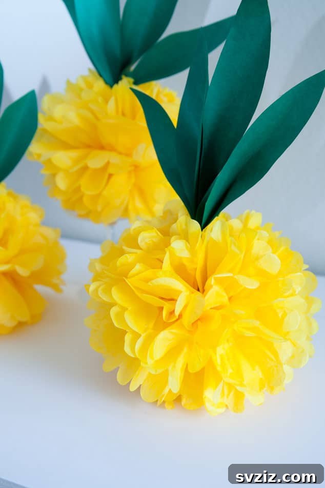Festive DIY Luau Tissue Paper Pineapple
