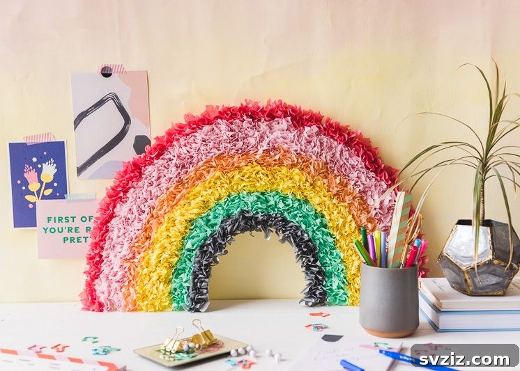 Cheerful DIY Tissue Paper Rainbow Decoration