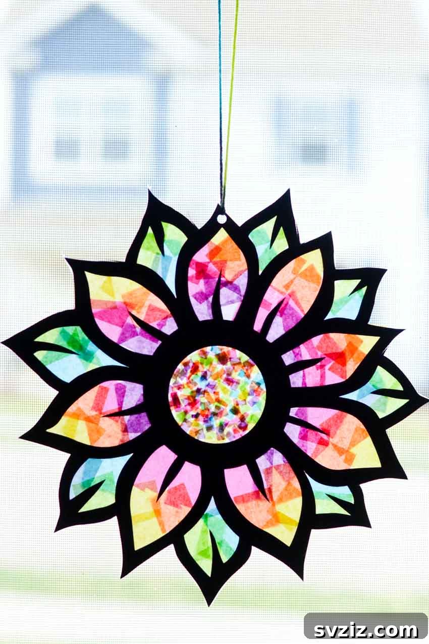 Vibrant Tissue Paper Stained Glass Flower