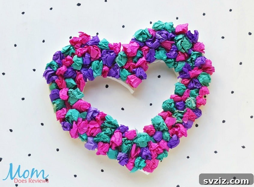Charming Tissue Paper Heart Wreath