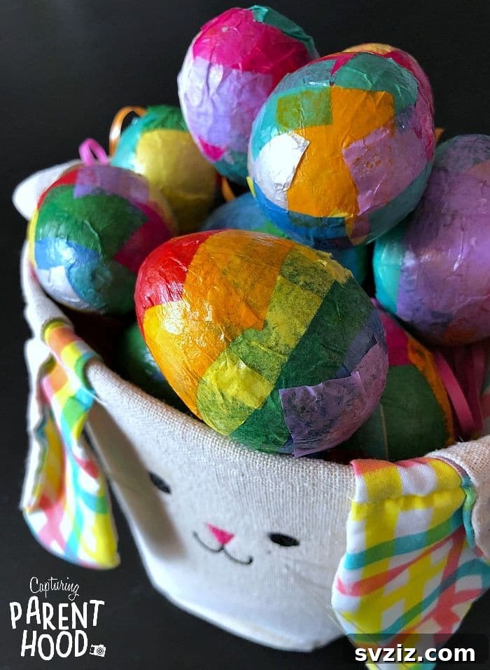 Vibrant Tissue Paper Easter Eggs Craft
