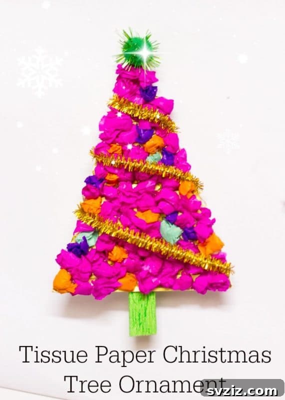 Festive Tissue Paper Christmas Tree Ornament