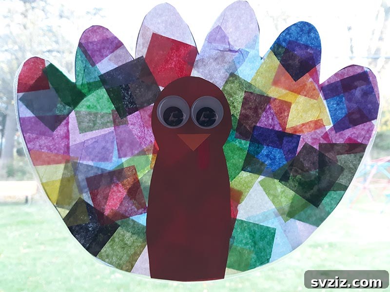 Kid-Friendly Turkey Tissue Paper Suncatcher