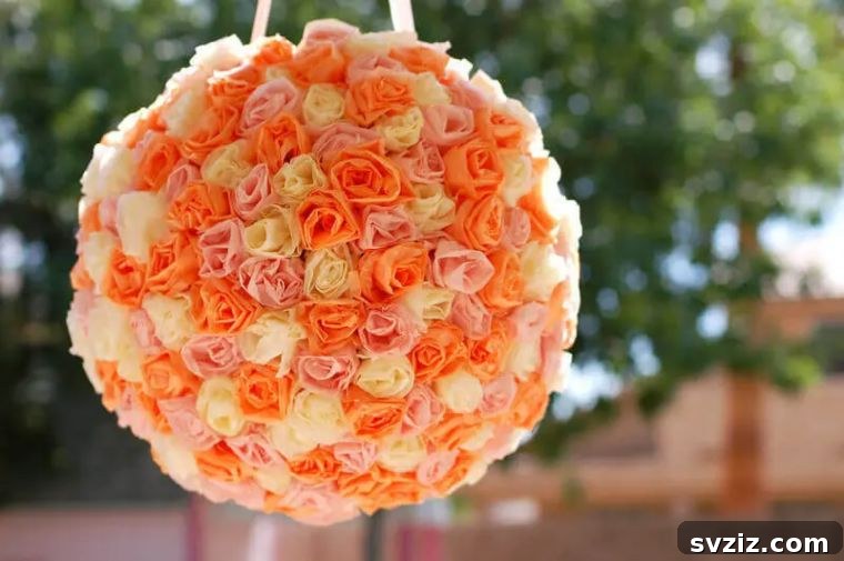 DIY Tissue Paper Rose Pomander Pinata