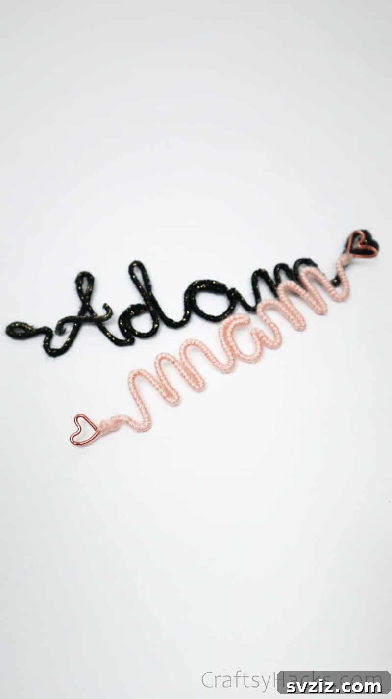 Stunning Wire Ornaments: Handmade Gifts You'll Adore 14 Close-up of a completed personalized pink wire ornament