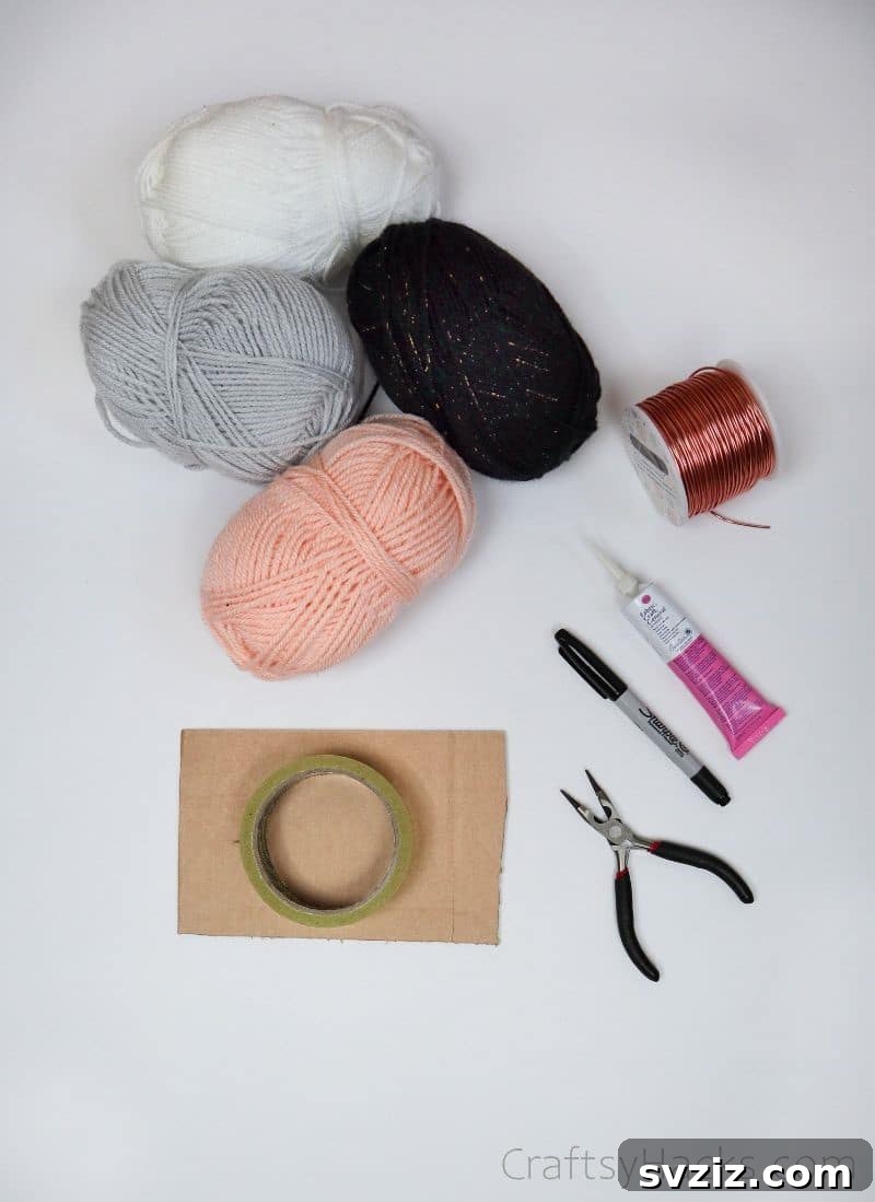 Stunning Wire Ornaments: Handmade Gifts You'll Adore 5 Assortment of yarn and craft supplies for making wire ornaments