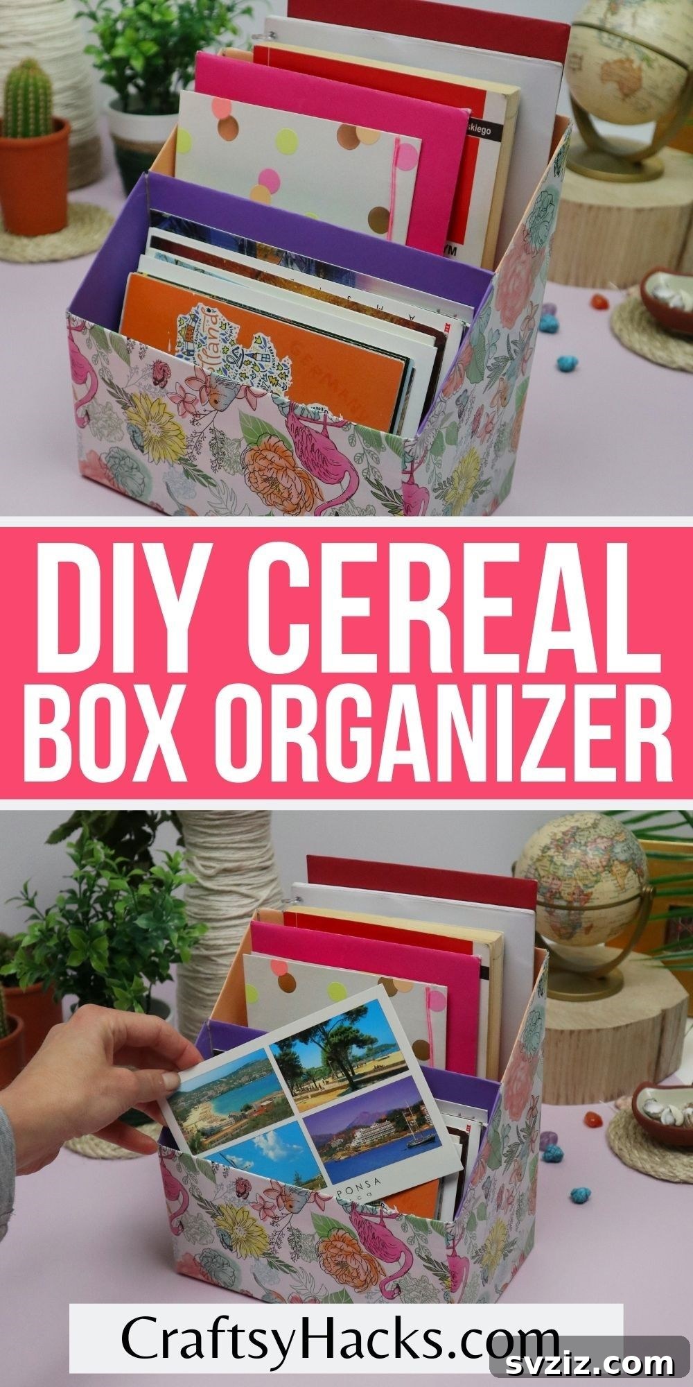 Impressive DIY cereal box organizer, a testament to creative upcycling for desk organization