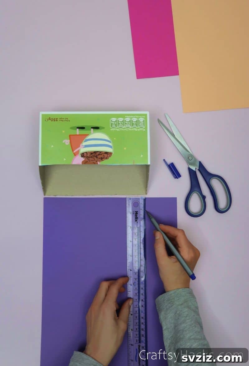 Tracing paper for interior lining of the cereal box desk organizer
