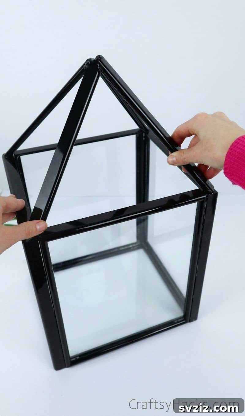 High-End Look Dollar Tree Lantern Craft 19 diy frame lantern with completed top