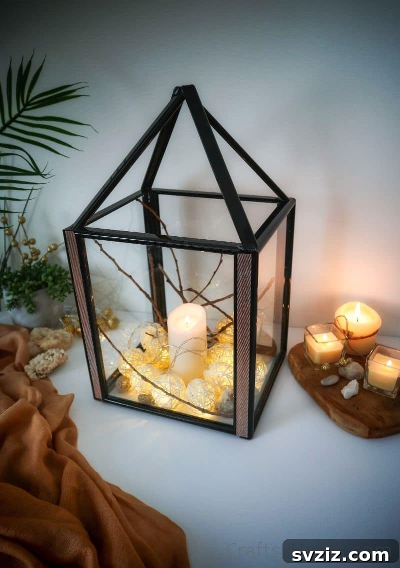 High-End Look Dollar Tree Lantern Craft 3 lit up dollar store frame lantern