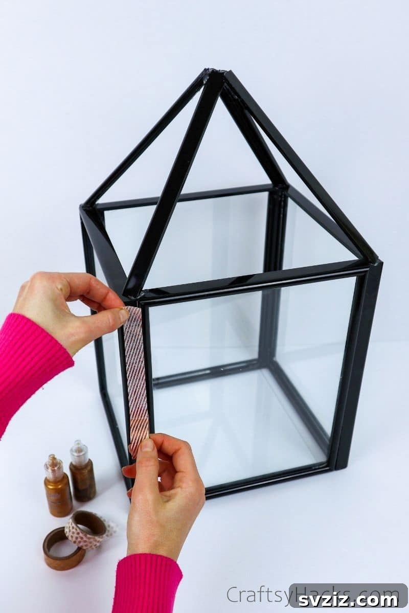 High-End Look Dollar Tree Lantern Craft 22 decorating lantern with washi tape