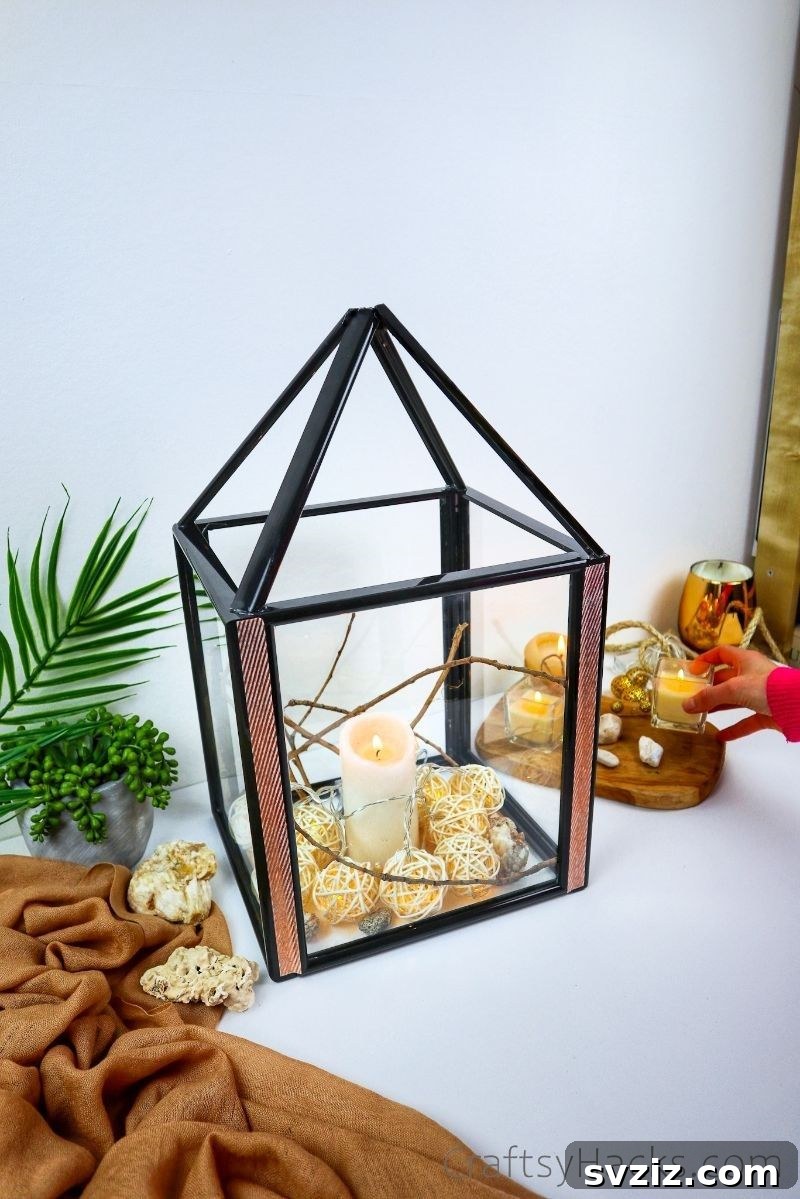 High-End Look Dollar Tree Lantern Craft 25 DIY lantern with candle and lights
