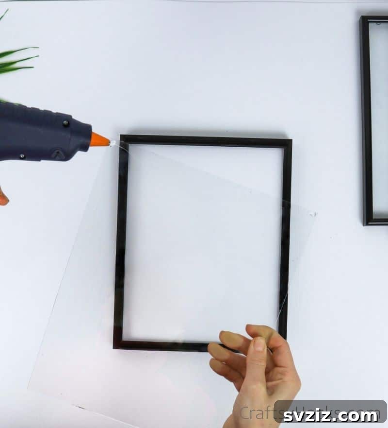 High-End Look Dollar Tree Lantern Craft 7 hot glueing frame glass