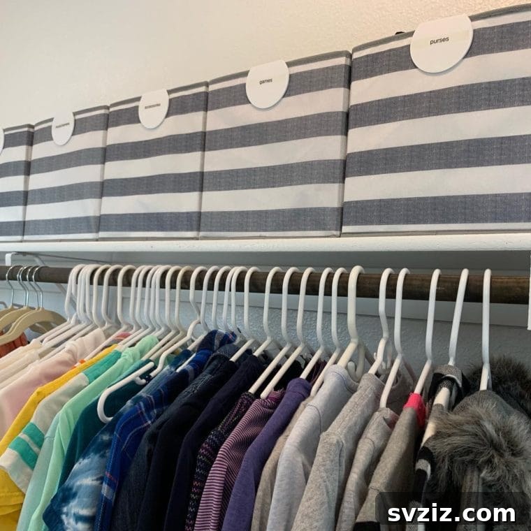 Mastering Micro Spaces: 40 Small Bedroom Organization Secrets 12 Clothes hanger organization with a rod under shelves