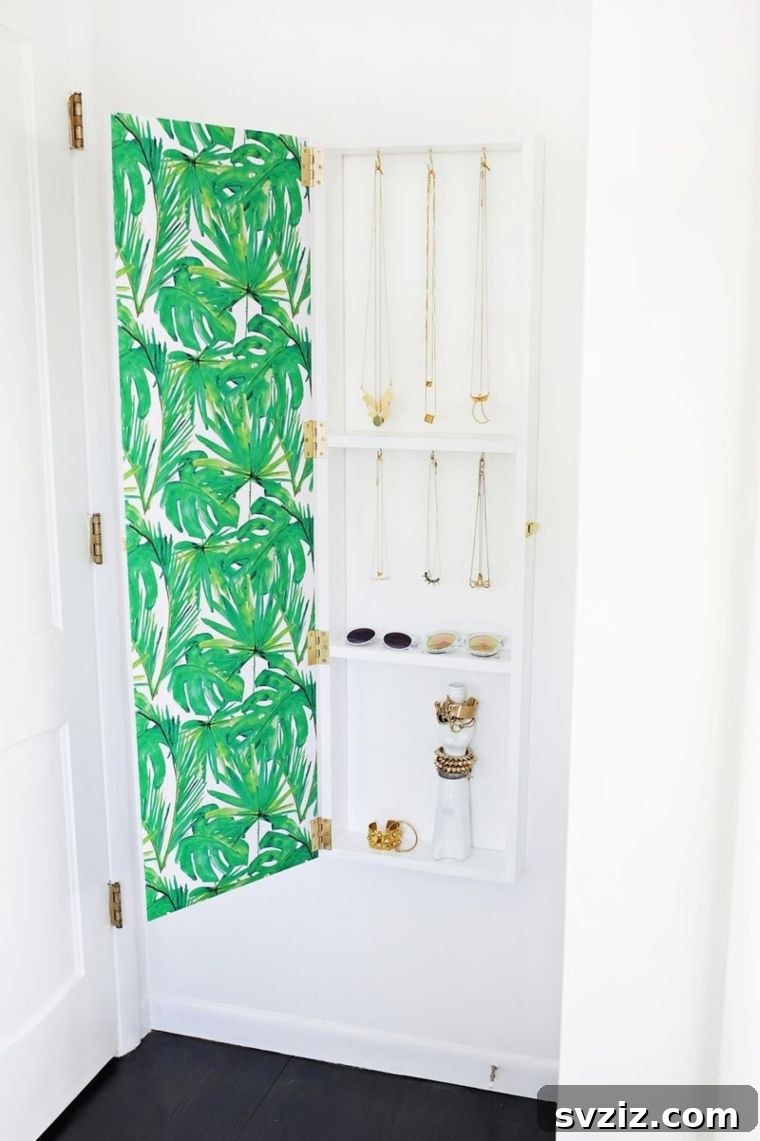 Mastering Micro Spaces: 40 Small Bedroom Organization Secrets 24 DIY Mirror and Jewelry Box for wall space maximization