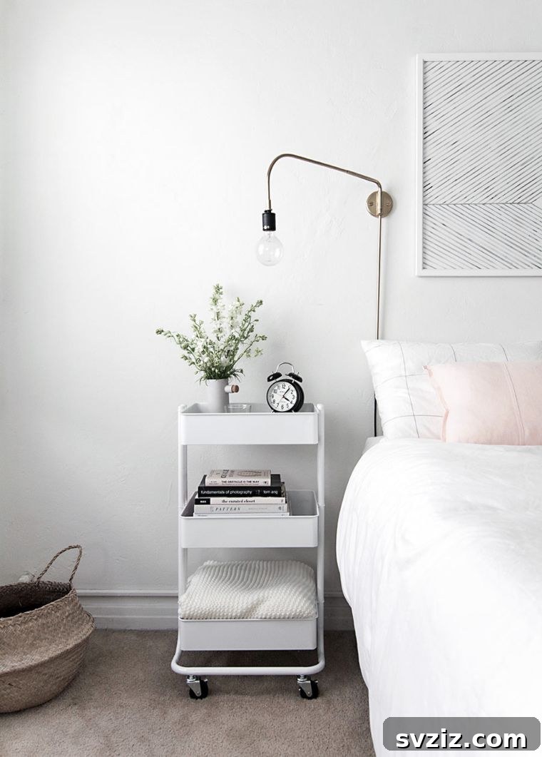 Mastering Micro Spaces: 40 Small Bedroom Organization Secrets 25 Rolling Carts as versatile storage in small bedrooms