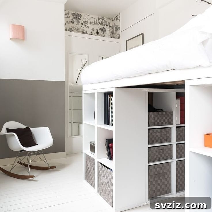 Mastering Micro Spaces: 40 Small Bedroom Organization Secrets 30 Platform Bed with integrated storage solutions