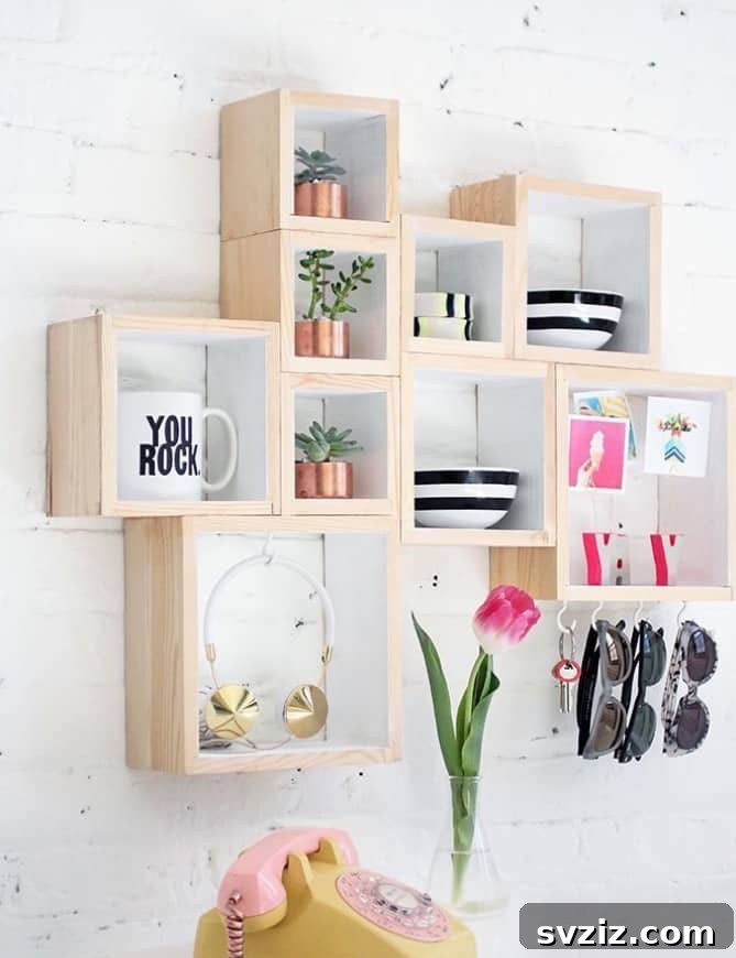 Mastering Micro Spaces: 40 Small Bedroom Organization Secrets 35 Floating Cube Shelves for versatile wall storage