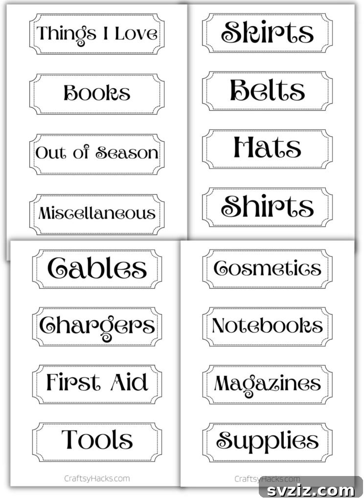 Mastering Micro Spaces: 40 Small Bedroom Organization Secrets 5 Printable closet labels for easy organization