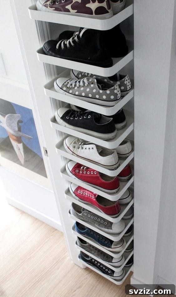 Mastering Micro Spaces: 40 Small Bedroom Organization Secrets 8 Corner Shelving Unit for Shoes to save space