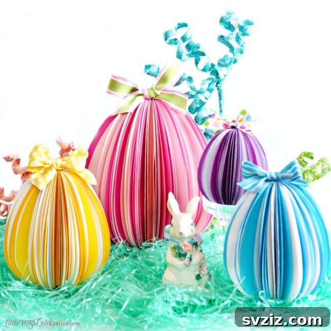 Creative Easter Projects for Adults 17 Decorative stand-up paper eggs in various colors and patterns, perfect for Easter displays.