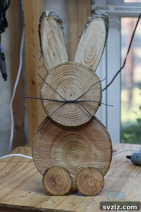20 Irresistibly Charming Easter Woodworking Projects 19 Rustic Wooden Log Bunny