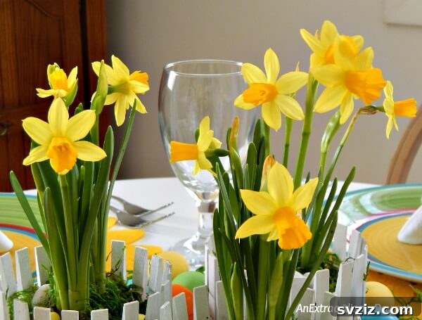 Festive Easter Centerpiece Inspiration 11 Daffodil Centerpieces