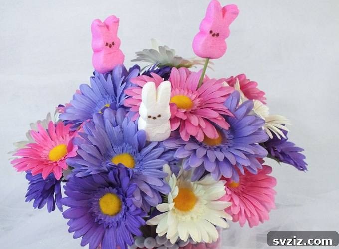 Festive Easter Centerpiece Inspiration 17 Peeps with flowers