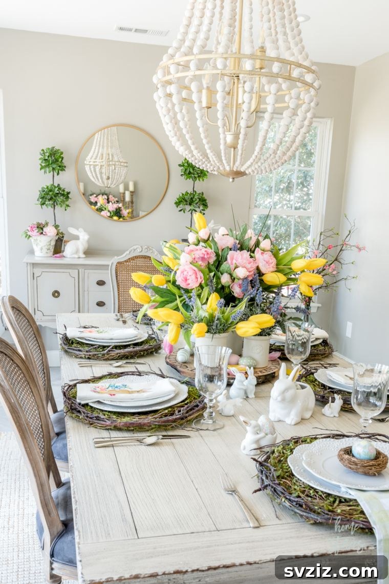 Festive Easter Centerpiece Inspiration 18 Yellow tulip centerpiece