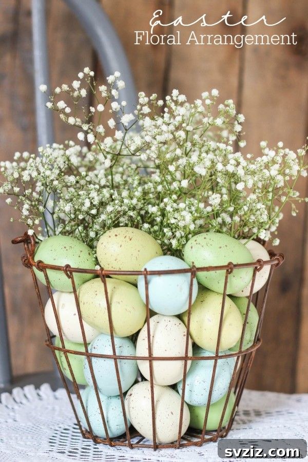 Festive Easter Centerpiece Inspiration 22 Rusted Basket Floral Arrangement