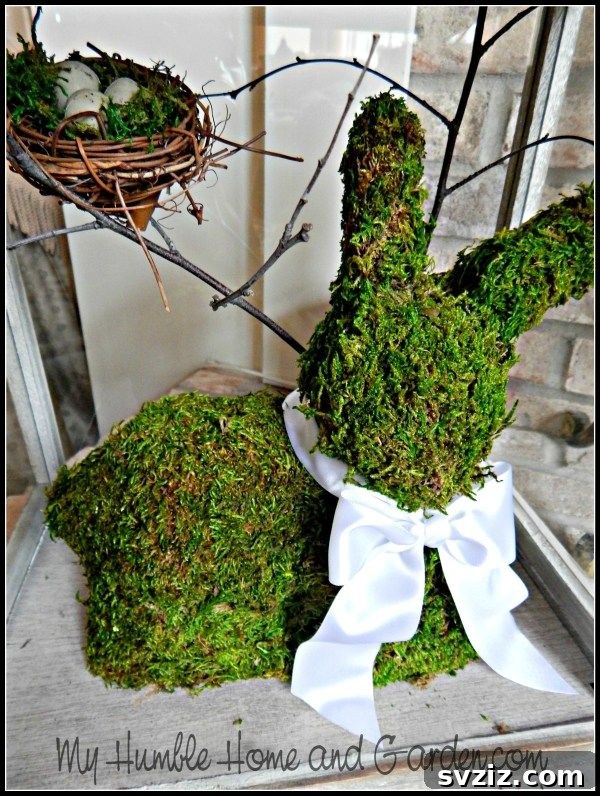 20 Whimsical Outdoor Easter Decor Inspirations 18 DIY Moss-Covered Bunny