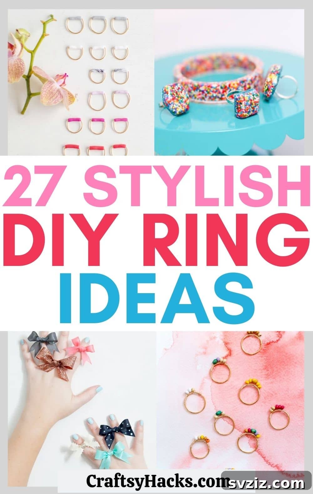 27 DIY Rings You'll Never Want to Take Off 2 Collection of stylish DIY ring ideas, including wire-wrapped, beaded, and minimalist designs.