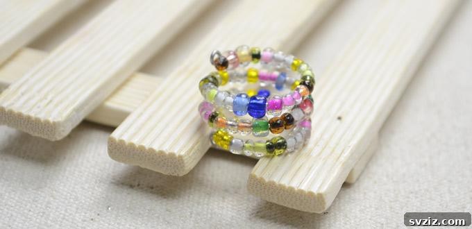 27 DIY Rings You'll Never Want to Take Off 23 Vibrant DIY multi-strand bead ring created with colorful seed beads.
