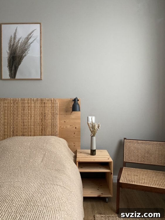 IKEA Malm Headboard Update with Wicker for a Coastal Look