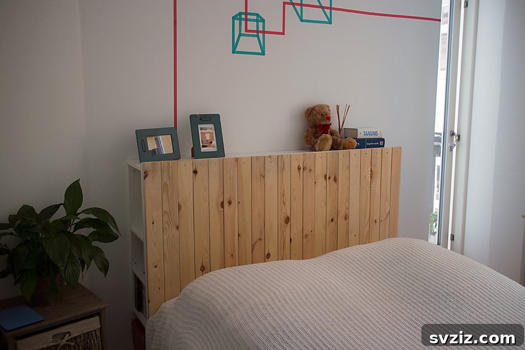 IKEA Brimnes Headboard Paneled with Natural Wood for a Custom Look