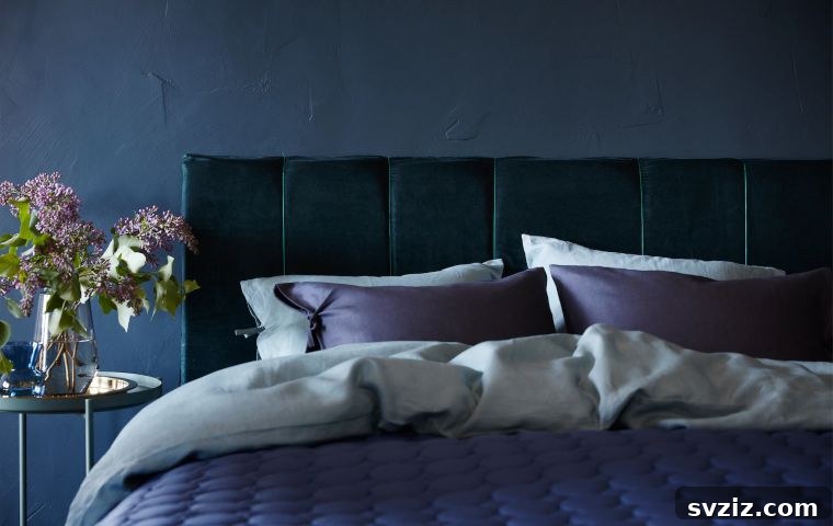 Luxurious Velvet Headboard from IKEA Malm and Sanela Curtain