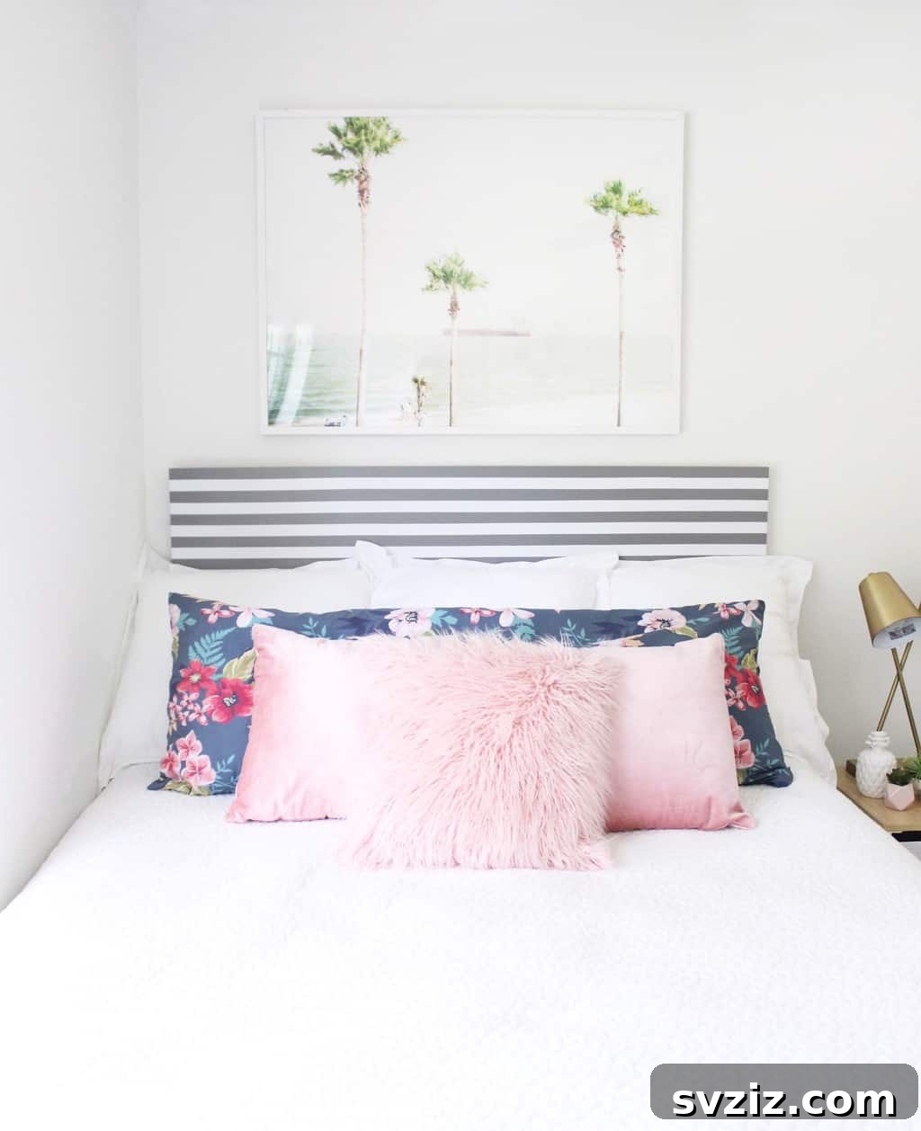 Transforming an IKEA Desktop into a Striped Headboard