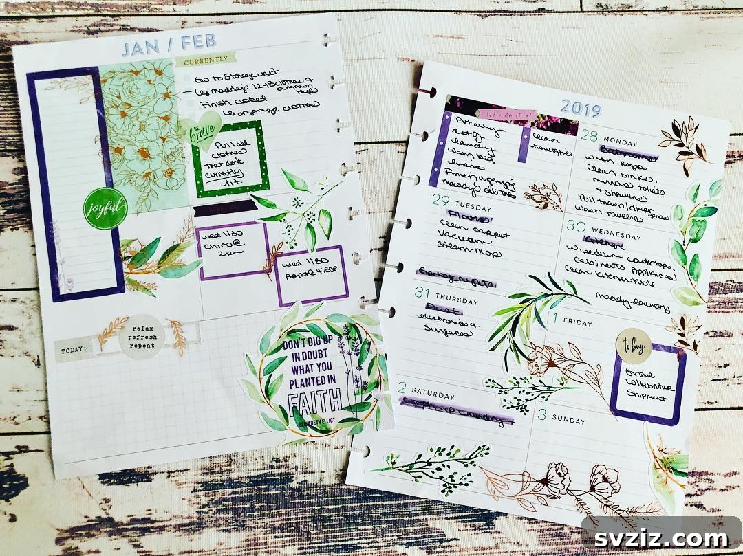 A gorgeous spring-inspired bullet journal cleaning spread, featuring floral designs and a fresh aesthetic.